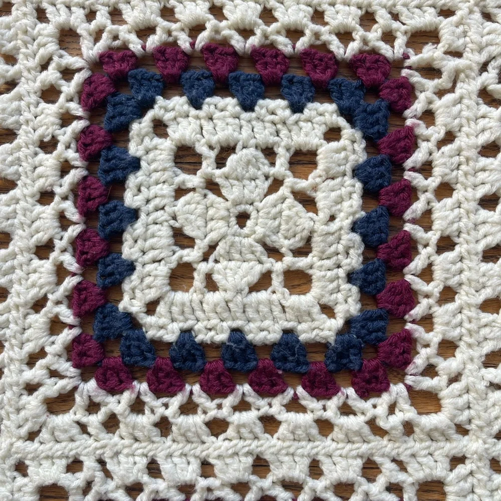 Handmade Large Granny Square Afghan Blanket 58 x 81